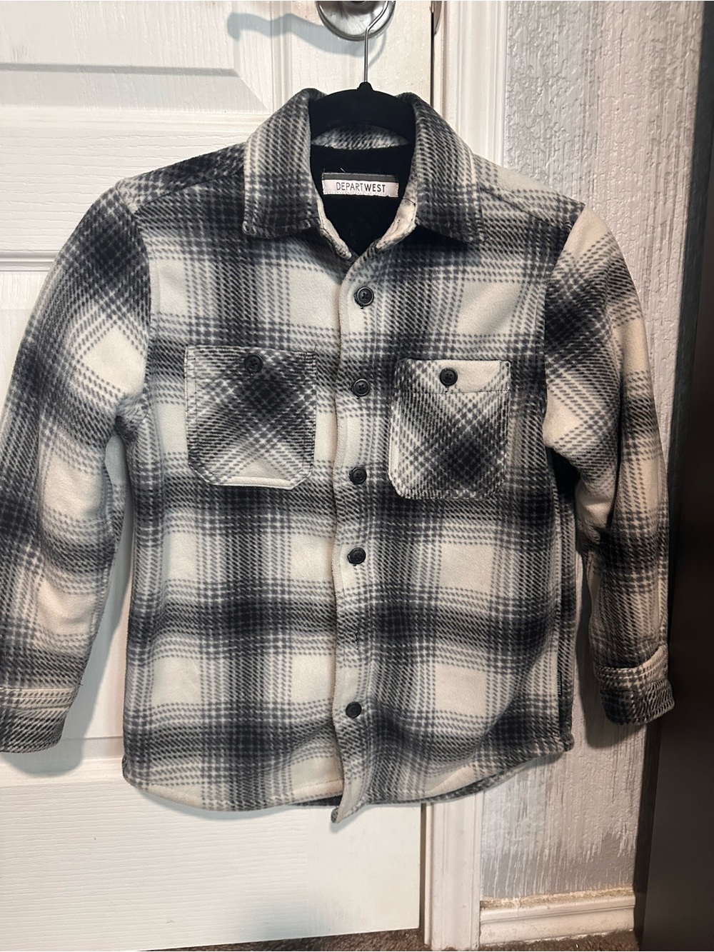 Buckle Kids Black and White Plaid Button-Up Shirt Jacket